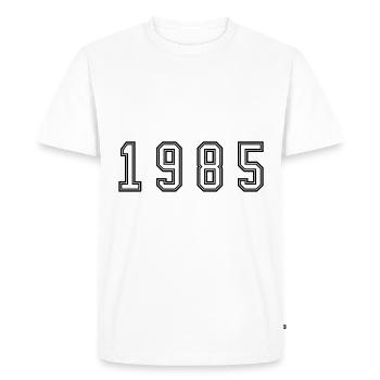 Numéro de l’année 1985 - T-shirt Premium bio Homme - blanc - Devant - Nico (187cm)