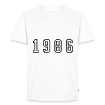 Numéro de l’année 1986 - T-shirt Premium bio Homme - blanc - Devant - Nico (187cm)