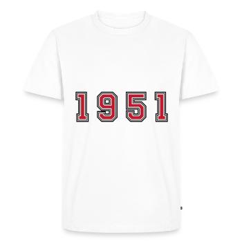 Numéro de l’année 1951 - T-shirt Premium bio Homme - blanc - Devant - Nico (187cm)