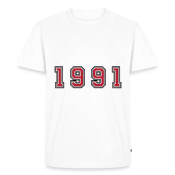 1991 year number - Men's Premium Organic T-Shirt - white - Front - Nico (187cm)