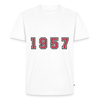 Numéro de l’année 1957 - T-shirt Premium bio Homme - blanc - Devant - Nico (187cm)