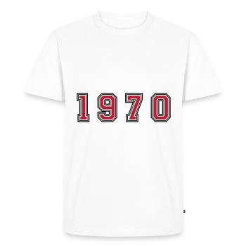 Numéro de l’année 1970 - T-shirt Premium bio Homme - blanc - Devant - Nico (187cm)