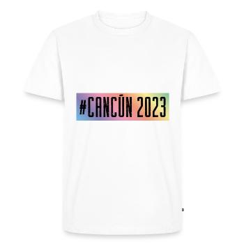Cancun 2023 - T-shirt Premium bio Homme - blanc - Devant - Nico (187cm)