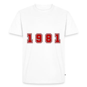 Numéro de l’année 1981 - T-shirt Premium bio Homme - blanc - Devant - Nico (187cm)