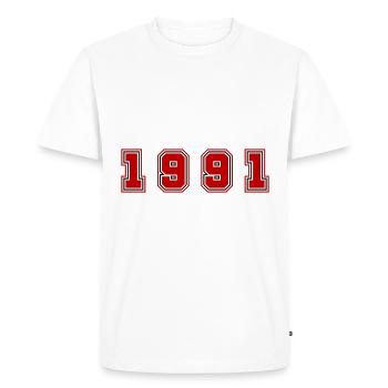 1991 Year Number - Men's Premium Organic T-Shirt - white - Front - Nico (187cm)