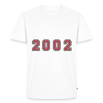 Numéro de l’année 2002 - T-shirt Premium bio Homme - blanc - Devant - Nico (187cm)