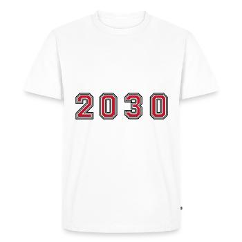 2030 year number - Men's Premium Organic T-Shirt - white - Front - Nico (187cm)