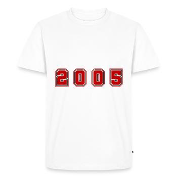 Numéro de l’année 2005 - T-shirt Premium bio Homme - blanc - Devant - Nico (187cm)