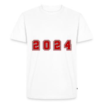 2024 year number - Men's Premium Organic T-Shirt - white - Front - Nico (187cm)