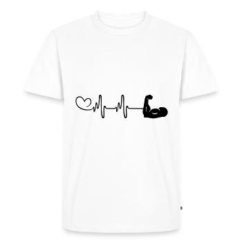 Muscle haltère cardiaque - T-shirt Premium bio Homme - blanc - Devant - Nico (187cm)