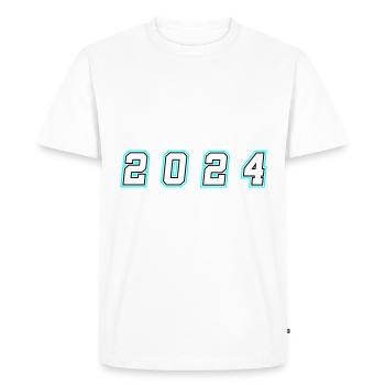 Numéro de l’année 2024 - T-shirt Premium bio Homme - blanc - Devant - Nico (187cm)