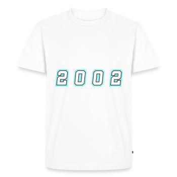Numéro de l’année 2002 - T-shirt Premium bio Homme - blanc - Devant - Nico (187cm)