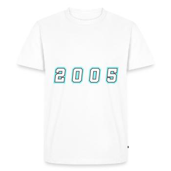Numéro de l’année 2005 - T-shirt Premium bio Homme - blanc - Devant - Nico (187cm)