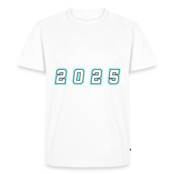 2025 Year Number - Men's Premium Organic T-Shirt - white - Front - Nico (187cm)