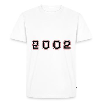 Numéro de l’année 2002 - T-shirt Premium bio Homme - blanc - Devant - Nico (187cm)
