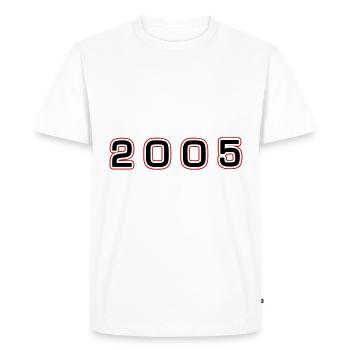 Numéro de l’année 2005 - T-shirt Premium bio Homme - blanc - Devant - Nico (187cm)