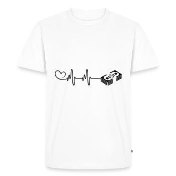 Battement de cœur de l’argent - T-shirt Premium bio Homme - blanc - Devant - Nico (187cm)