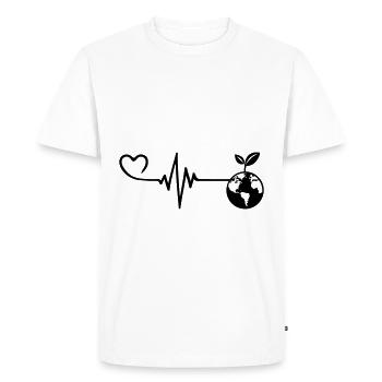 Planète Terre Pulse Heart Love - T-shirt Premium bio Homme - blanc - Devant - Nico (187cm)