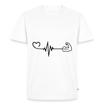 Muscle haltère cardiaque - T-shirt Premium bio Homme - blanc - Devant - Nico (187cm)