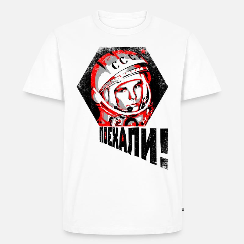 Gagarin - LET'S GO! - Männer Premium Bio T-Shirt - Weiß