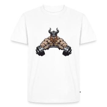 Body Building - Train hard like a Viking - Männer Premium Bio T-Shirt - Weiß - Vorne - Nico (187cm)