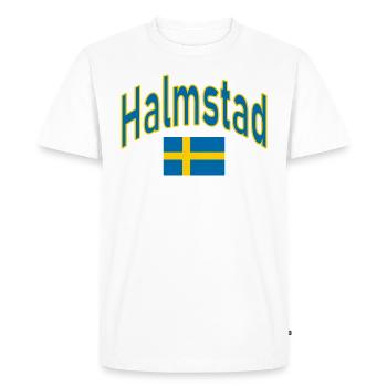 Halmstad Drapeau suédois - T-shirt Premium bio Homme - blanc - Devant - Nico (187cm)