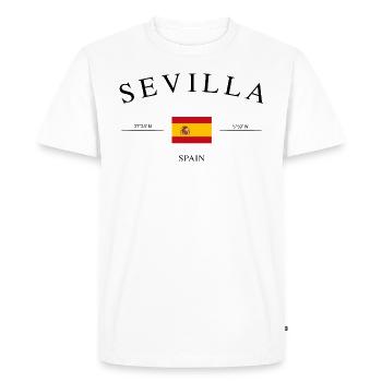 Seville – Holiday Souvenir & Gift - Men's Premium Organic T-Shirt - white - Front - Nico (187cm)