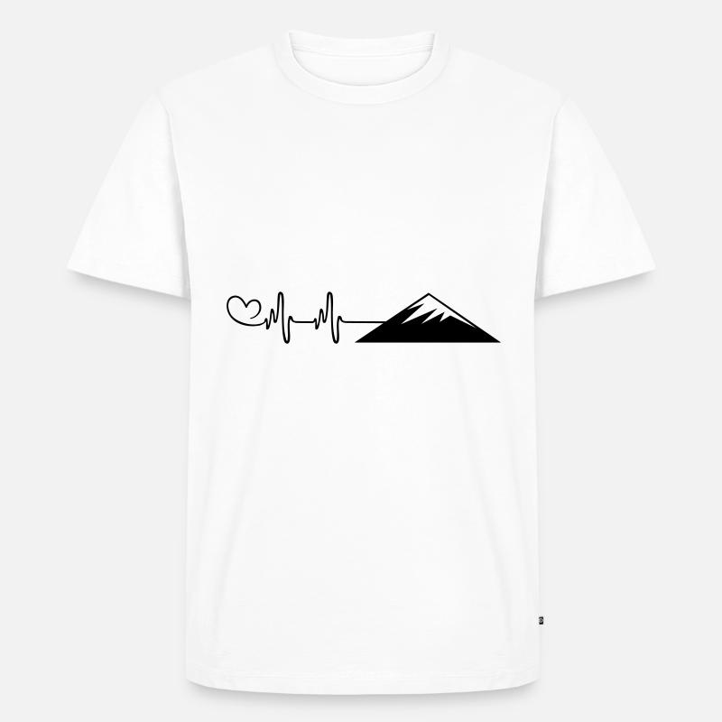 Berge Herzschlag Mountains - Männer Premium Bio T-Shirt - Weiß