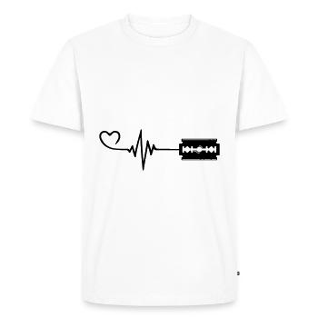 Razor Blade Pulse Heart Love - Men's Premium Organic T-Shirt - white - Front - Nico (187cm)