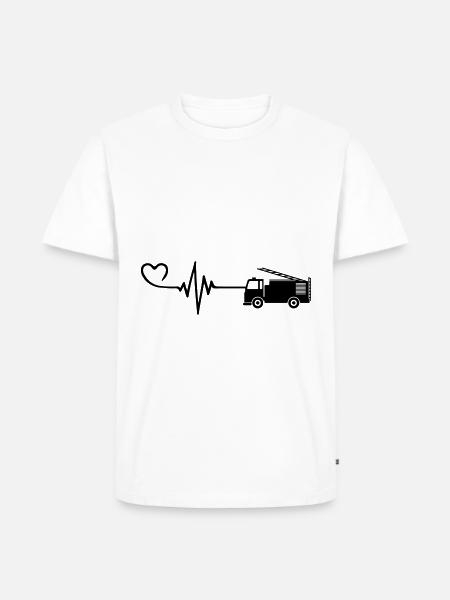 Fire Engine Pulse Heart Love - Men's Premium Organic T-Shirt - white