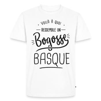 pays basque voilà un bogosse basque cadeau Basque - T-shirt Premium bio Homme - blanc - Devant - Nico (187cm)
