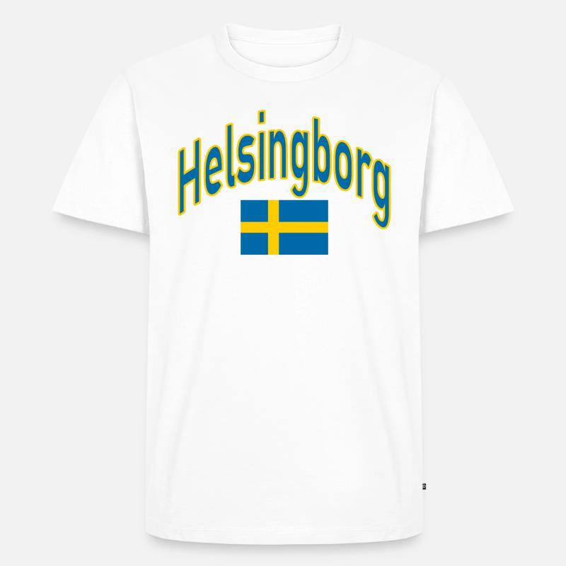 Helsingborg schweden flagge - Männer Premium Bio T-Shirt - Weiß