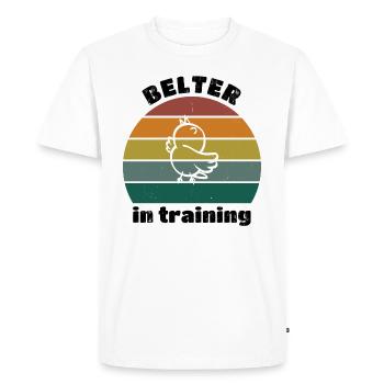 Belter in training - retro distressed black - Men's Premium Organic T-Shirt - white - Front - Nico (187cm)