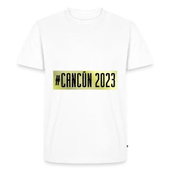 Cancun 2023 - T-shirt Premium bio Homme - blanc - Devant - Nico (187cm)