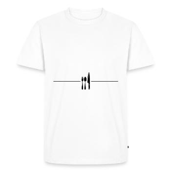 Couverts à la fourchette - T-shirt Premium bio Homme - blanc - Devant - Nico (187cm)