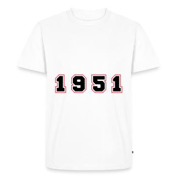 Numéro de l’année 1951 - T-shirt Premium bio Homme - blanc - Devant - Nico (187cm)