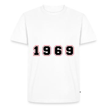 Numéro de l’année 1969 - T-shirt Premium bio Homme - blanc - Devant - Nico (187cm)