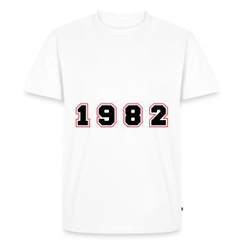 Numéro de l’année 1982 - T-shirt Premium bio Homme - blanc - Devant - Nico (187cm)