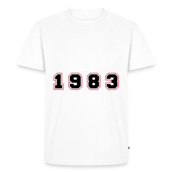 Numéro de l’année 1983 - T-shirt Premium bio Homme - blanc - Devant - Nico (187cm)