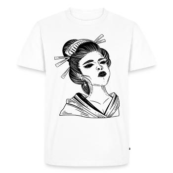 Schädel Skull Horror Japon Halloween Geisha - T-shirt Premium bio Homme - blanc - Devant - Nico (187cm)