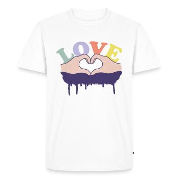 Love Comic Hands - Men's Premium Organic T-Shirt - white - Front - Nico (187cm)