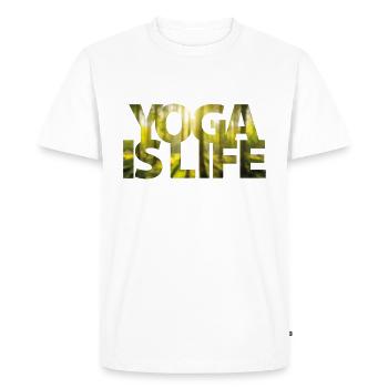 Le yoga, c’est la vie - T-shirt Premium bio Homme - blanc - Devant - Nico (187cm)