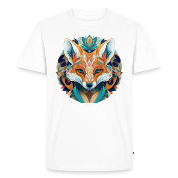 Mysticcher Fox Mandala - T-shirt Premium bio Homme - blanc - Devant - Nico (187cm)