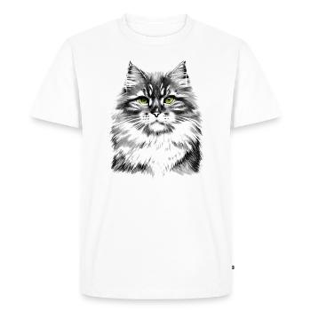 Chat sibérien - T-shirt Premium bio Homme - blanc - Devant - Nico (187cm)