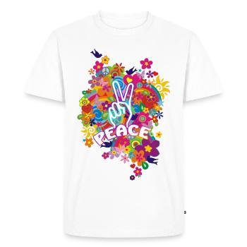 NEW RAINBOW FLOWER POWER - PEACE - Men's Premium Organic T-Shirt - white - Front - Nico (187cm)
