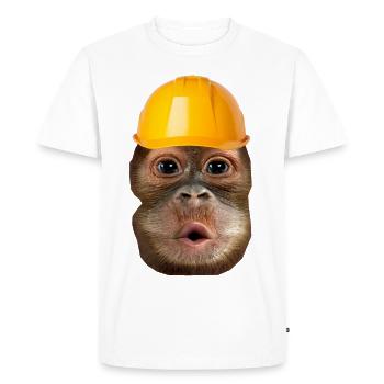 Monkey with construction helmet - Men's Premium Organic T-Shirt - white - Front - Nico (187cm)