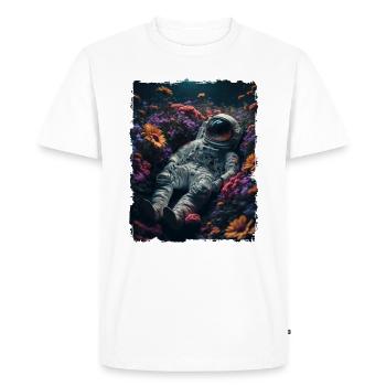 Un astronaute allongé à Blumenfeld - T-shirt Premium bio Homme - blanc - Devant - Nico (187cm)
