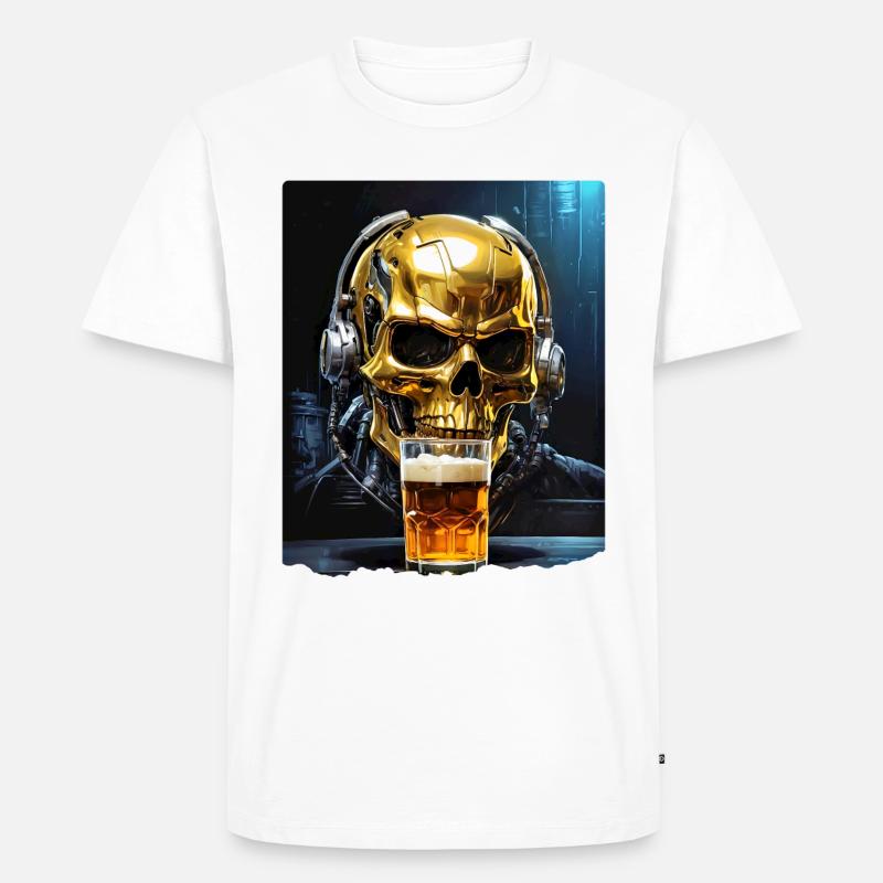 Bier Skull 0.1 - Männer Premium Bio T-Shirt - Weiß