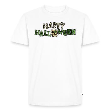 Crâne d'halloween heureux os de crâne - T-shirt Premium bio Homme - blanc - Devant - Nico (187cm)