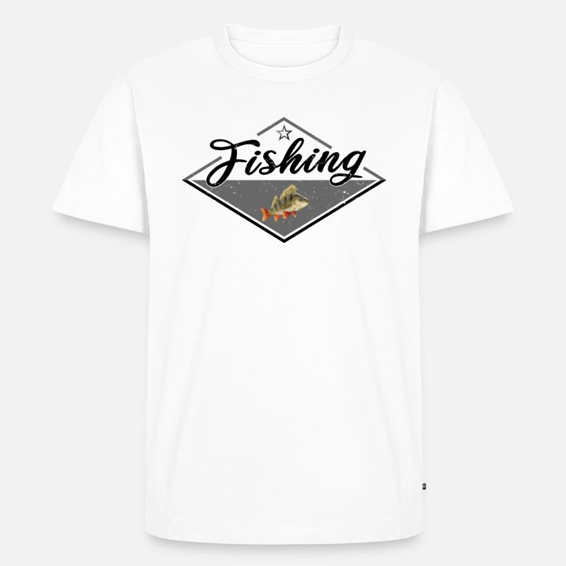 Angeln Barsch Geschenk - Männer Premium Bio T-Shirt - Weiß